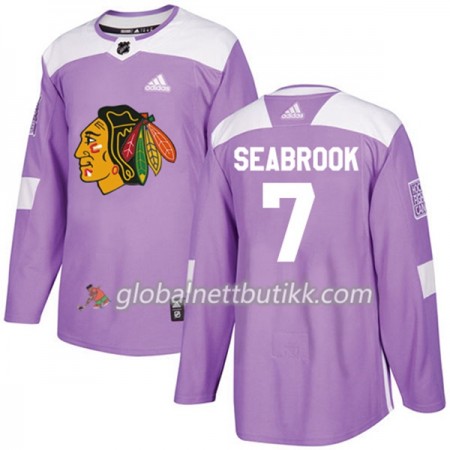 Chicago Blackhawks Hockeydrakt Brent Seabrook 7 2017-2018 Purple Fights Cancer Practice Adidas Authentic - Herre